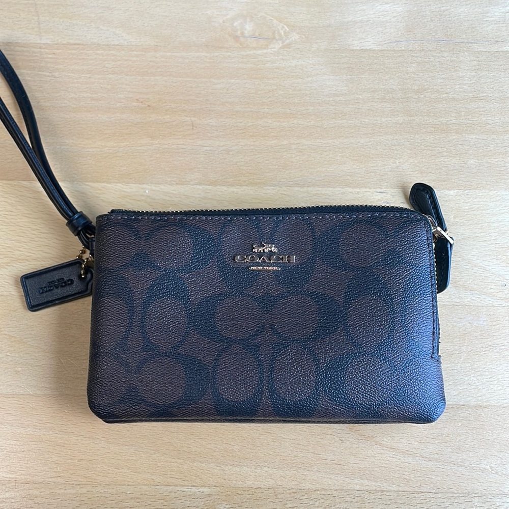 Coach Brown Leather Wristlet $25